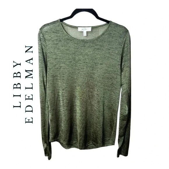0225. LIBBY EDELMAN SHEER LONG SLEEVES TOP HUNTER GREEN IN COLOR SIZE MEDIUM‎ - Picture 1 of 8